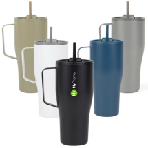 Thermosbeker VINGA | PP & gerecycled roestvrij staal | Met rietje | Duurzaam