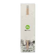 Crayon avec gomme | Bois naturel | Dans une pochette en papier de graines Crayon avec gomme | Bois naturel | Dans une pochette en papier de graines