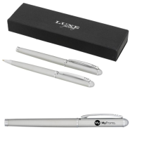 Boîte cadeau | Avec stylo à bille et stylo roller à capuchon | Métal