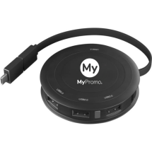 Draadloze oplader & hub | Kunststof & Rubber | Oplichtend logo Draadloze oplader & hub | Kunststof & Rubber | Oplichtend logo