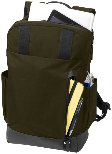 Laptop backpack | Polyester | 15,6"/14L | Interior mesh pocket | olive;solid black
