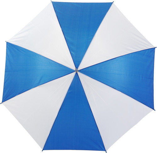Grote automatische paraplu | 103,5 cm | Houten handvat | 190T polyester | Goedkoop | blauw;wit