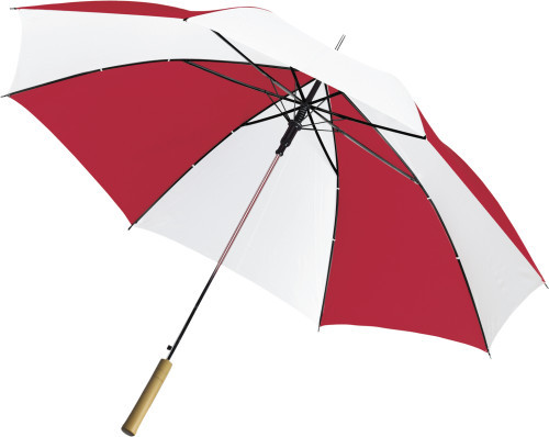 Grote automatische paraplu | 103,5 cm | Houten handvat | 190T polyester | Goedkoop | blauw;wit