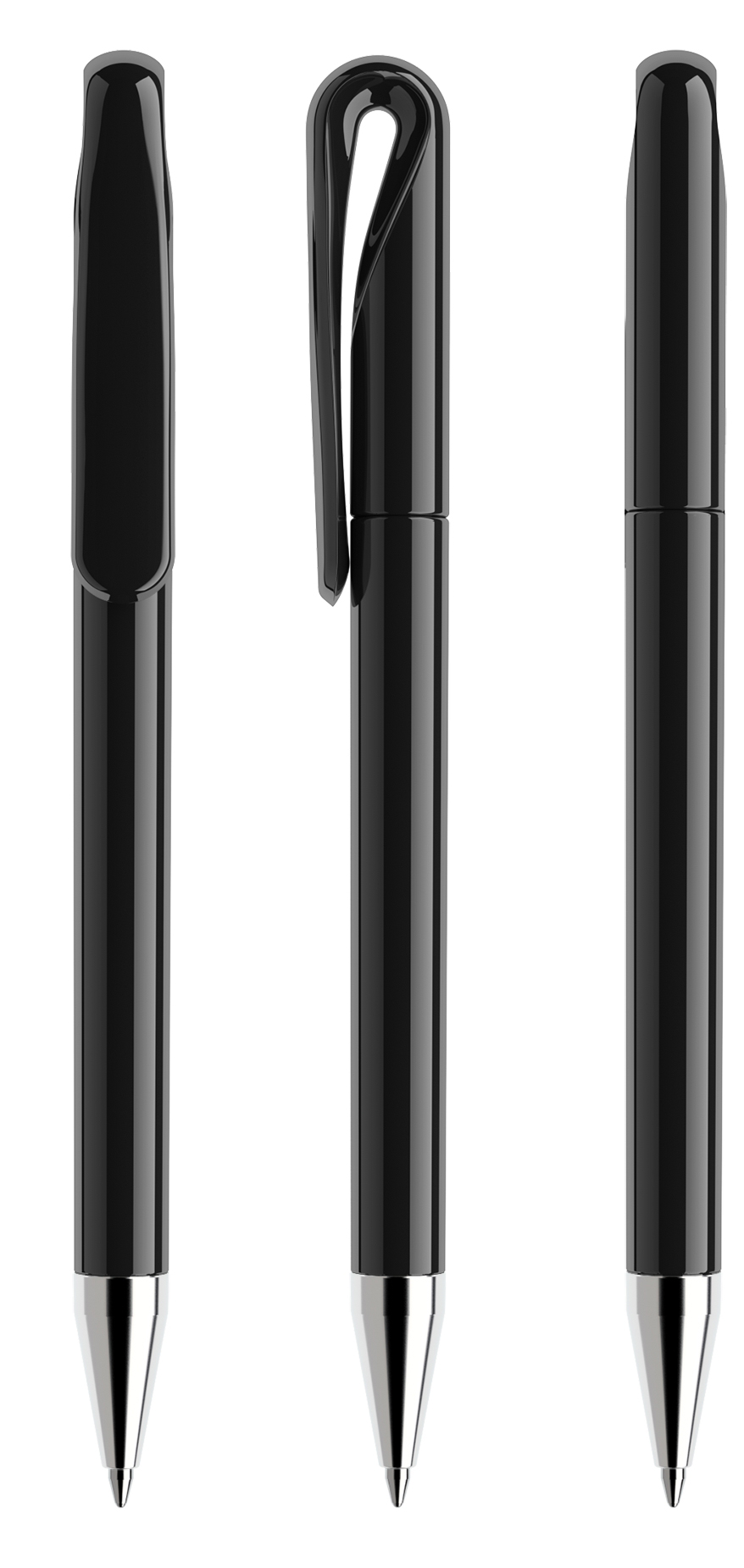 Prodir twist-balpen DS1TPC | Gerecycled ABS | Gepolijste en verchroomde metalen afwerking | black