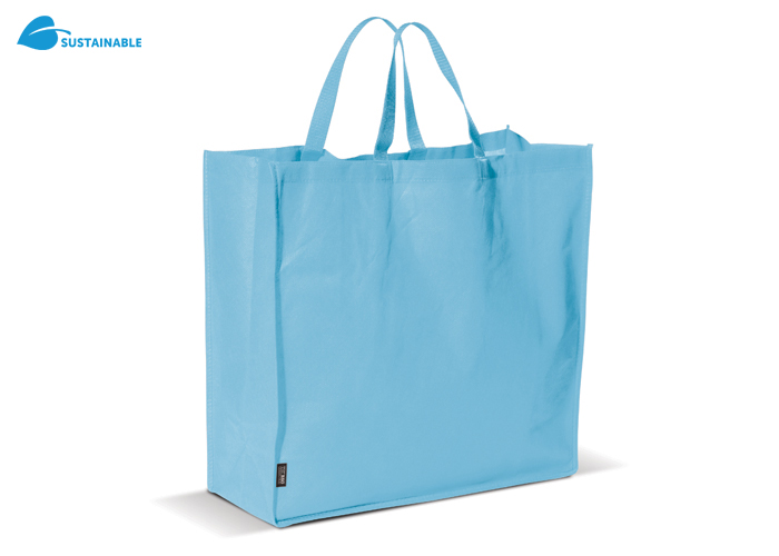 Grand sac shopping non-tissé 75g/m² bleu clair