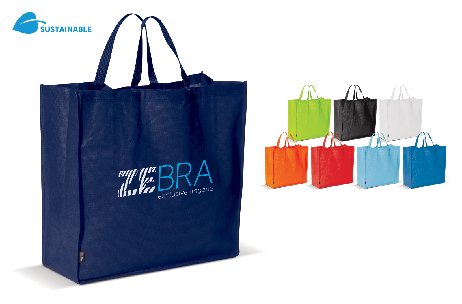 Grand sac shopping non-tissé 75g/m² bleu clair