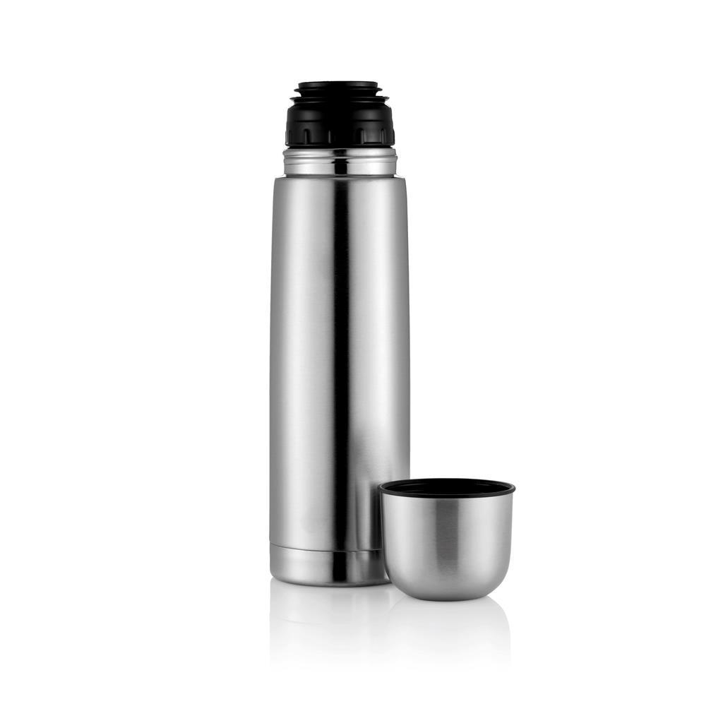 Thermo bottle | Stainless steel | 500 ml | With push close and cup | Silver (428)