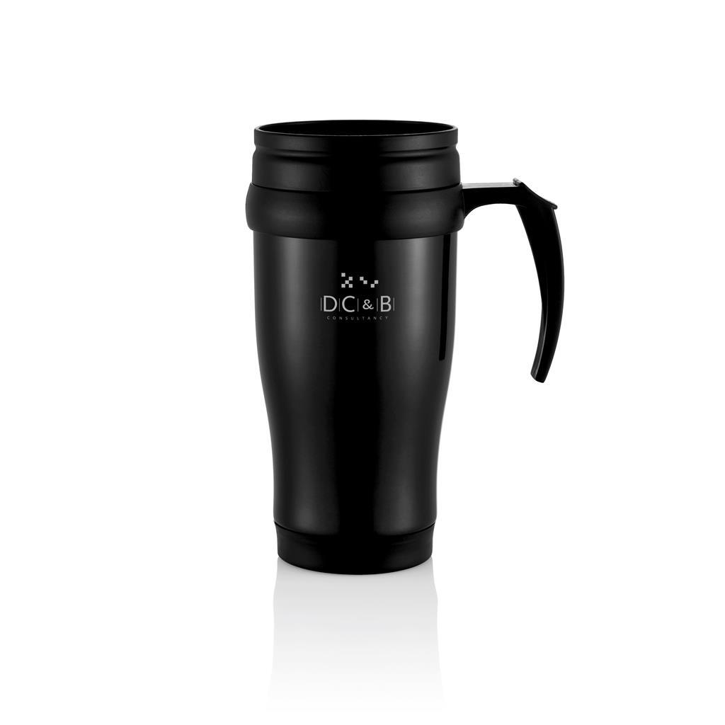 Tasse | Edelstahl & PP | 350 ml | Deckel und Boden in Schwarz | Black (30)