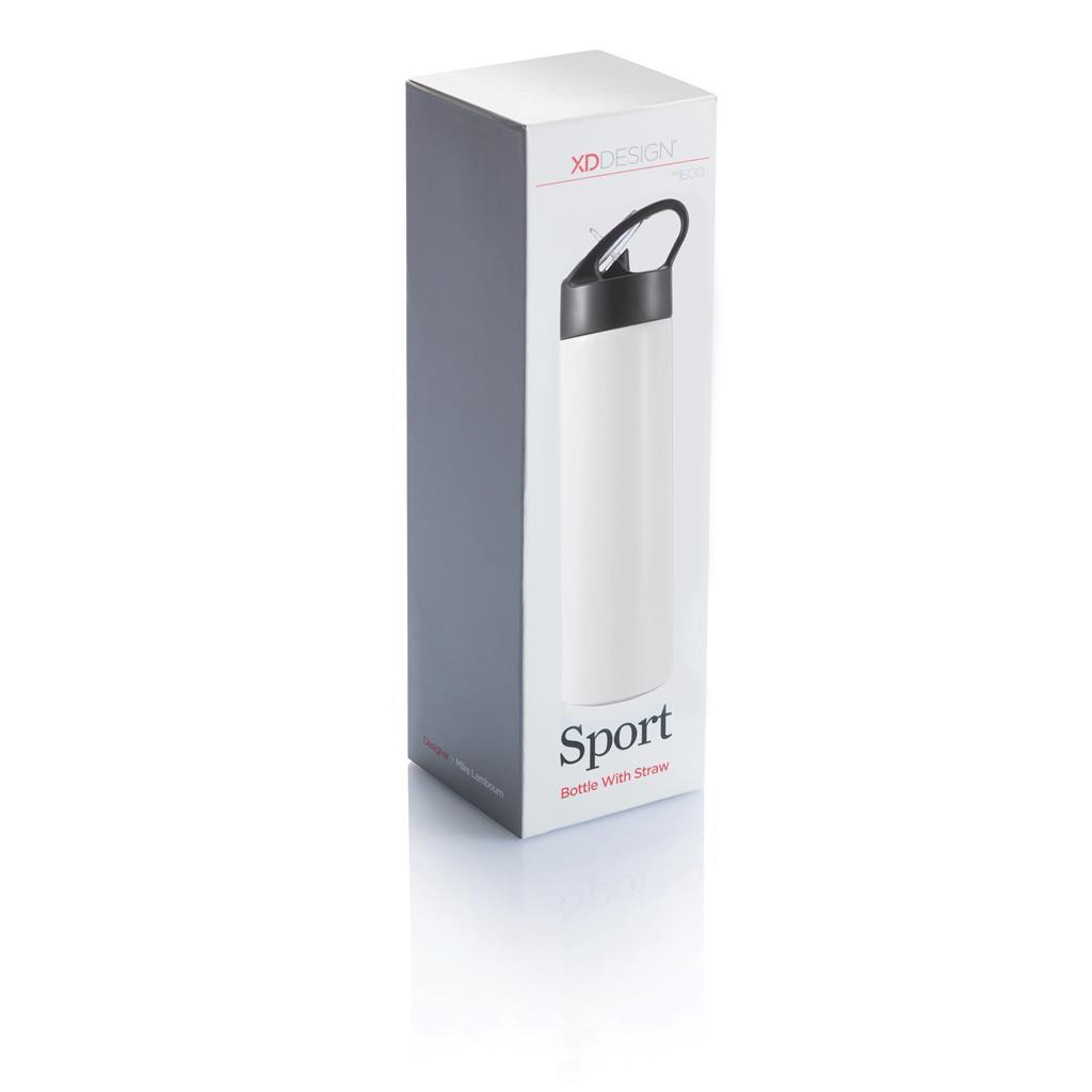 Bouteille d’eau avec paille Sport, blanc