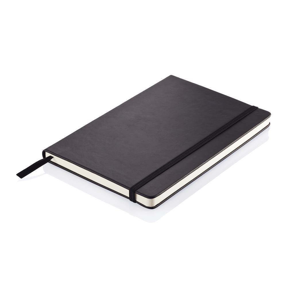 A5 notitieboekje | PU & papier 80 g/m² | 160 gelinieerde pagina's | Perfect voor reliëflogo | Zwart (30)