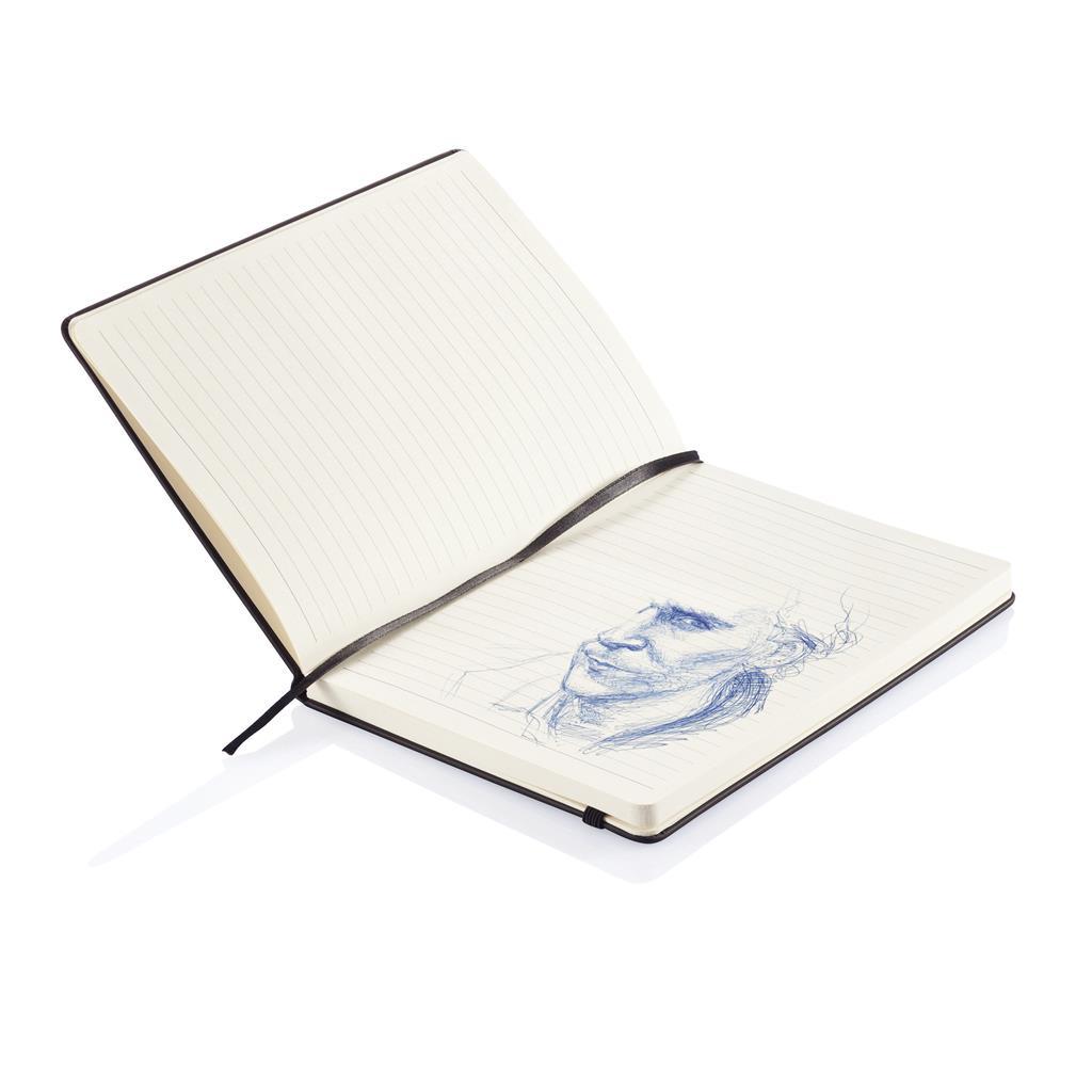 A5 notitieboekje | PU & papier 80 g/m² | 160 gelinieerde pagina's | Perfect voor reliëflogo | Zwart (30)