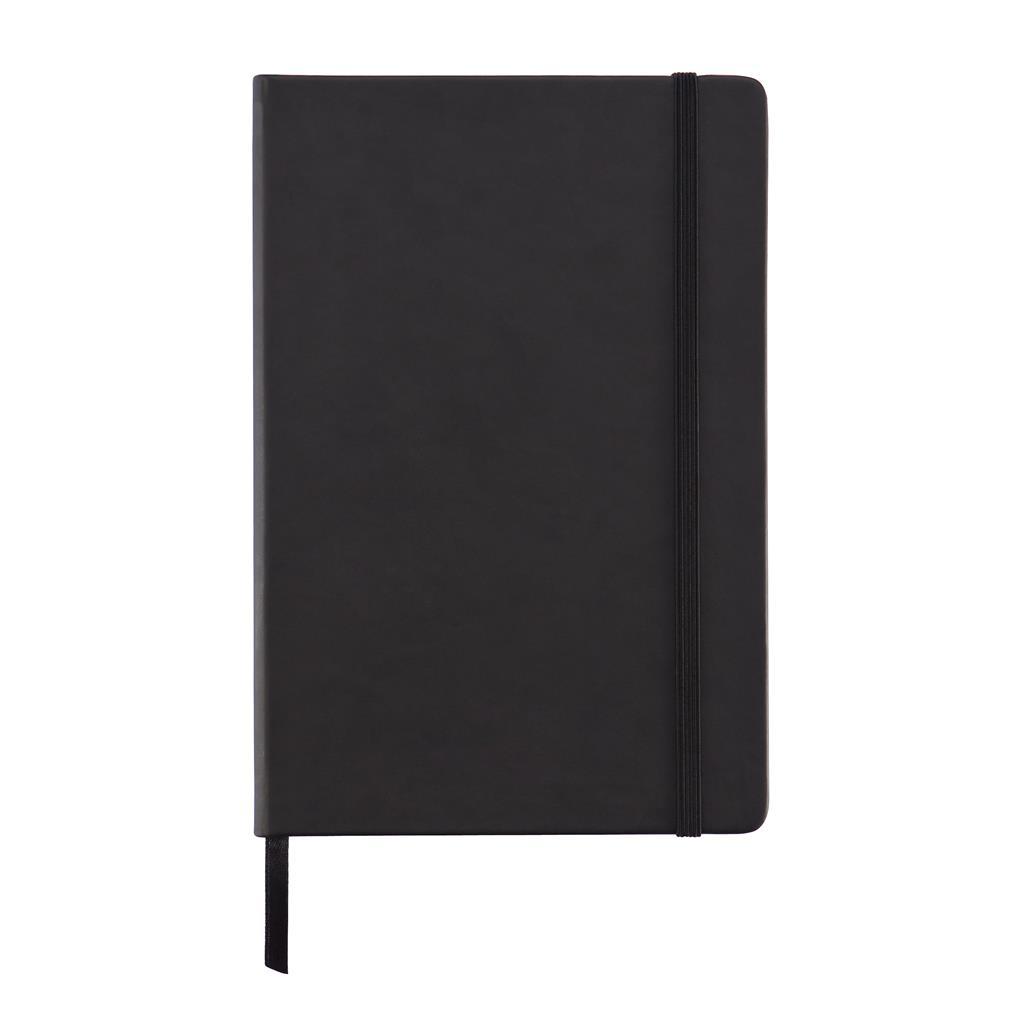A5 notitieboekje | PU & papier 80 g/m² | 160 gelinieerde pagina's | Perfect voor reliëflogo | Zwart (30)