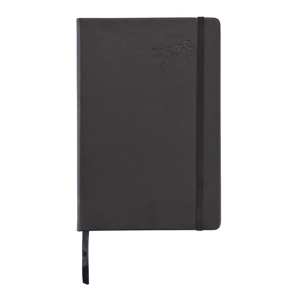 A5 notitieboekje | PU & papier 80 g/m² | 160 gelinieerde pagina's | Perfect voor reliëflogo | Zwart (30)