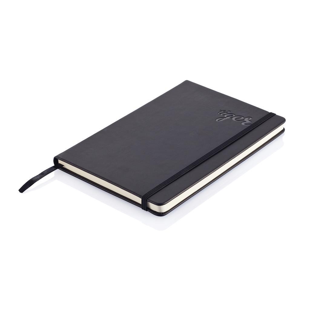 A5 notitieboekje | PU & papier 80 g/m² | 160 gelinieerde pagina's | Perfect voor reliëflogo | Zwart (30)