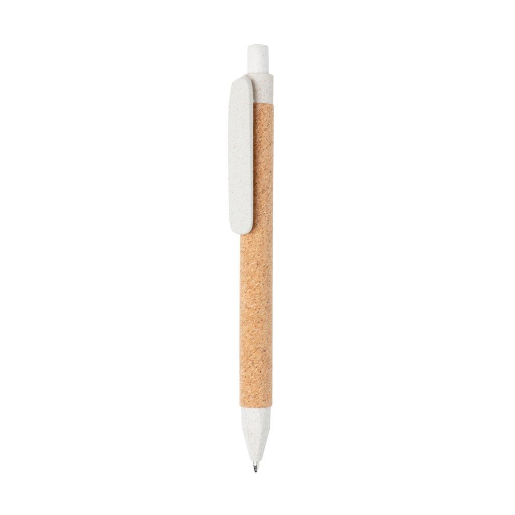 Ballpoint Pen | Cork & Wheat Straw | Eco-Friendly | Blue Ink | White