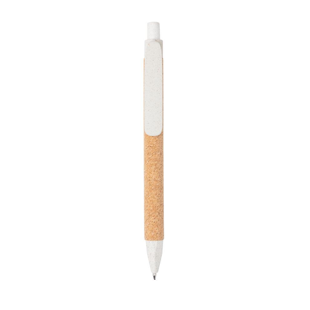 Ballpoint Pen | Cork & Wheat Straw | Eco-Friendly | Blue Ink | White
