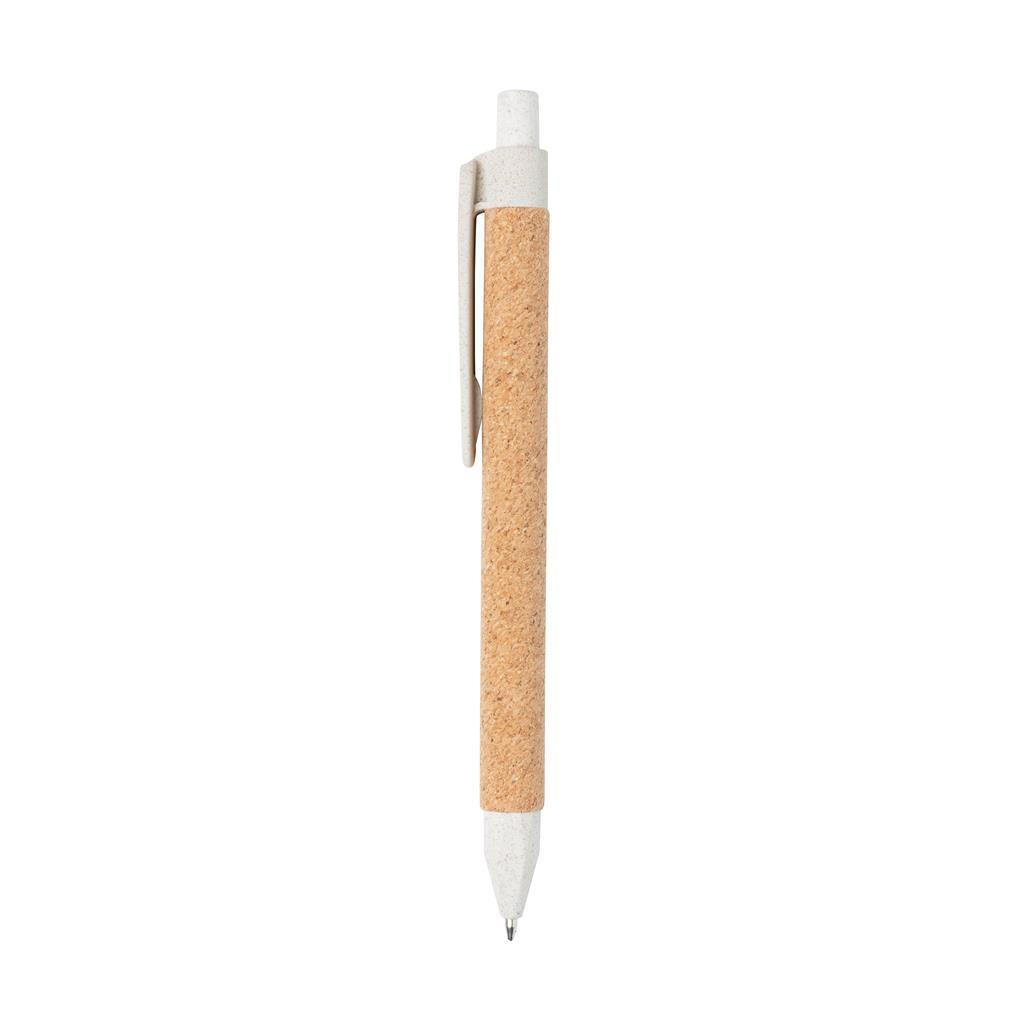 Ballpoint Pen | Cork & Wheat Straw | Eco-Friendly | Blue Ink | White