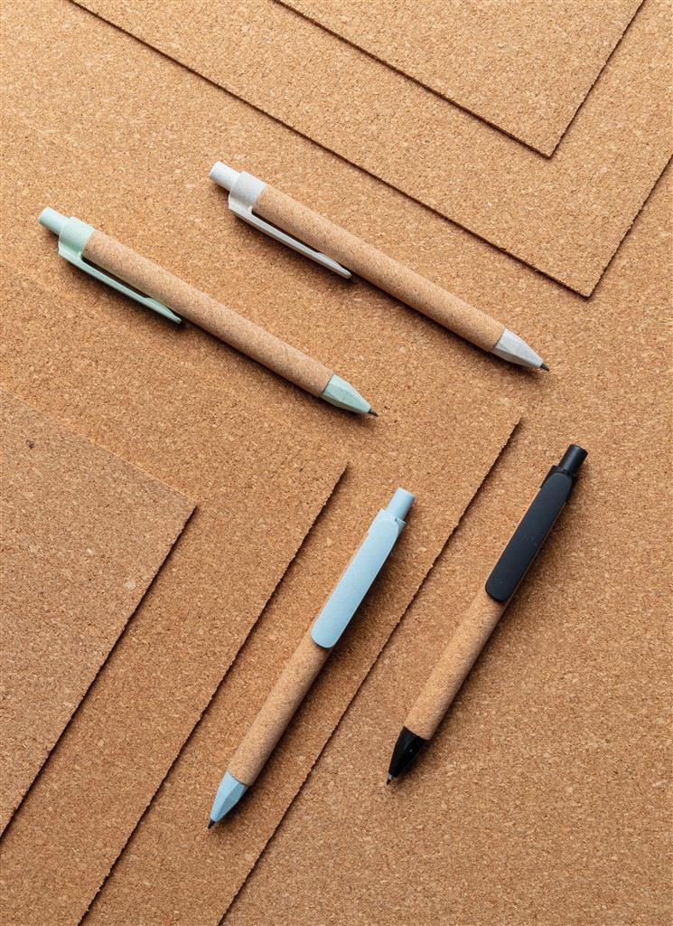 Ballpoint Pen | Cork & Wheat Straw | Eco-Friendly | Blue Ink | White