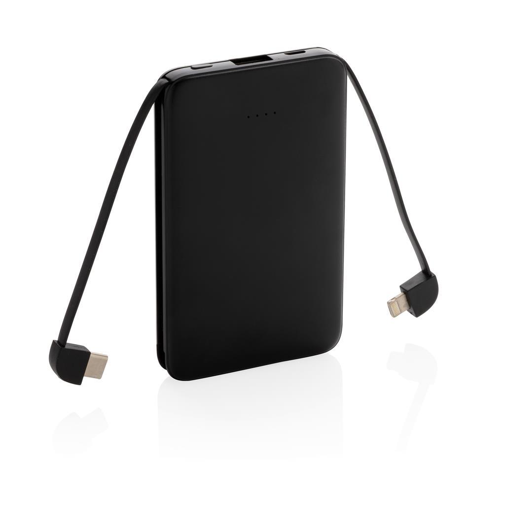 Power bank | 5.000 mAh | Compact and flat | Black
