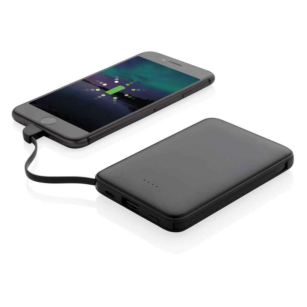 Power bank | 5.000 mAh | Compact and flat | Black