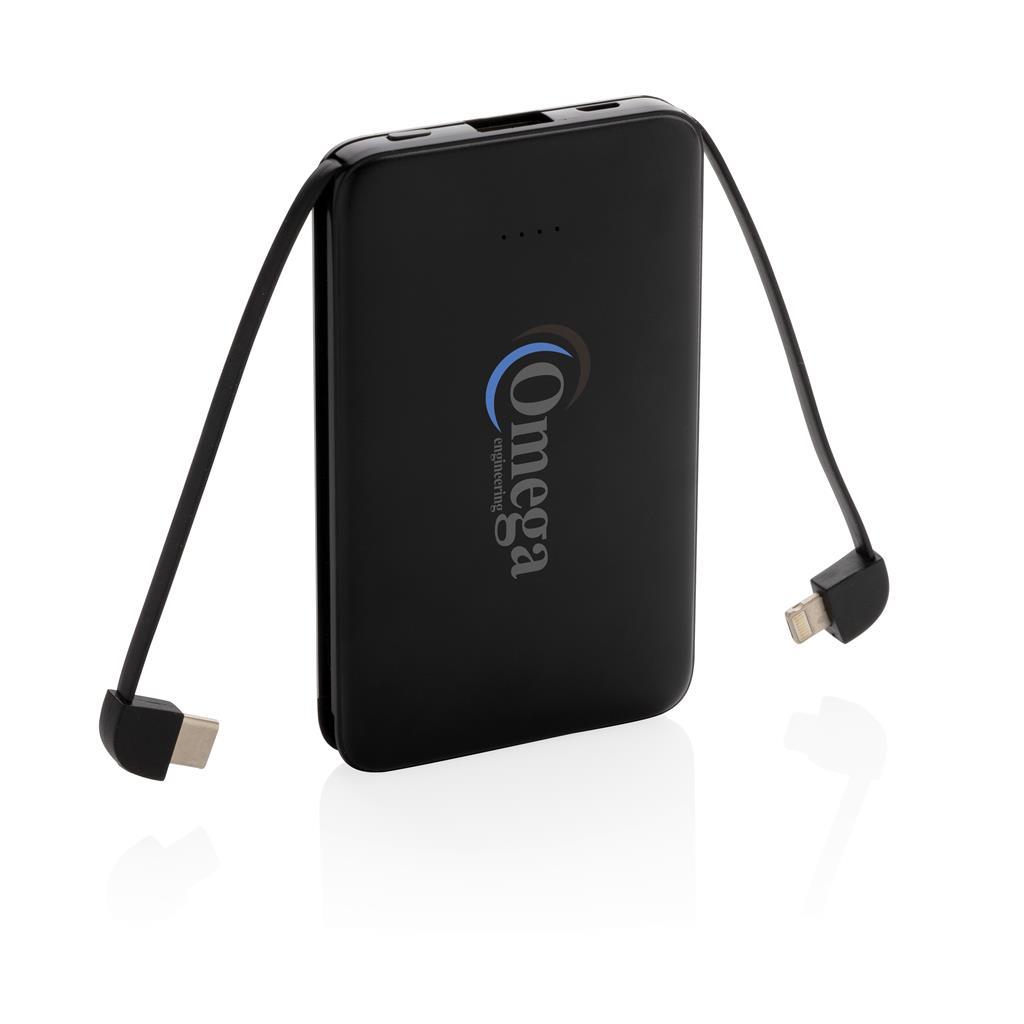Power bank | 5.000 mAh | Compact and flat | Black