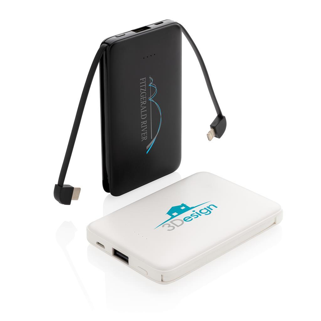 Power bank | 5.000 mAh | Compact and flat | Black