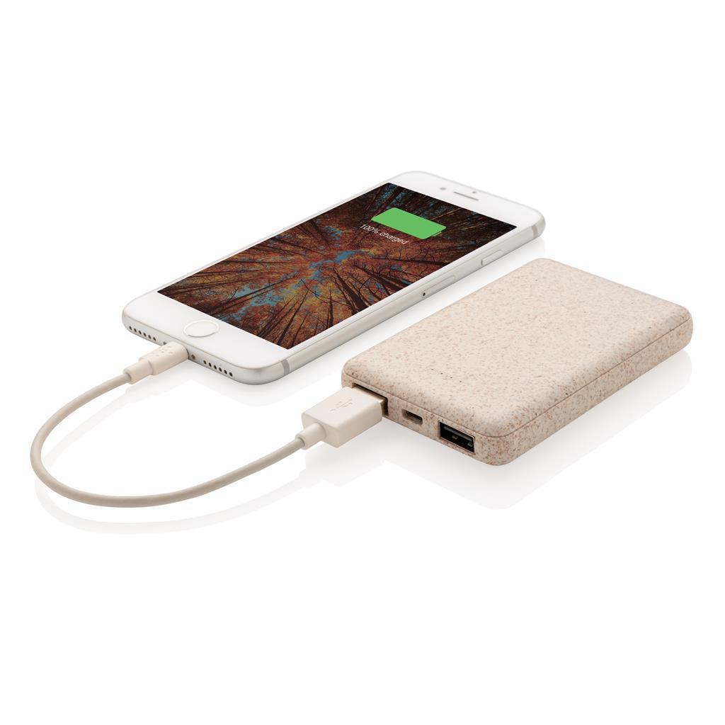 Power bank | 5.000 mAh | Natuurlijke tarwevezel | Bruin (468)