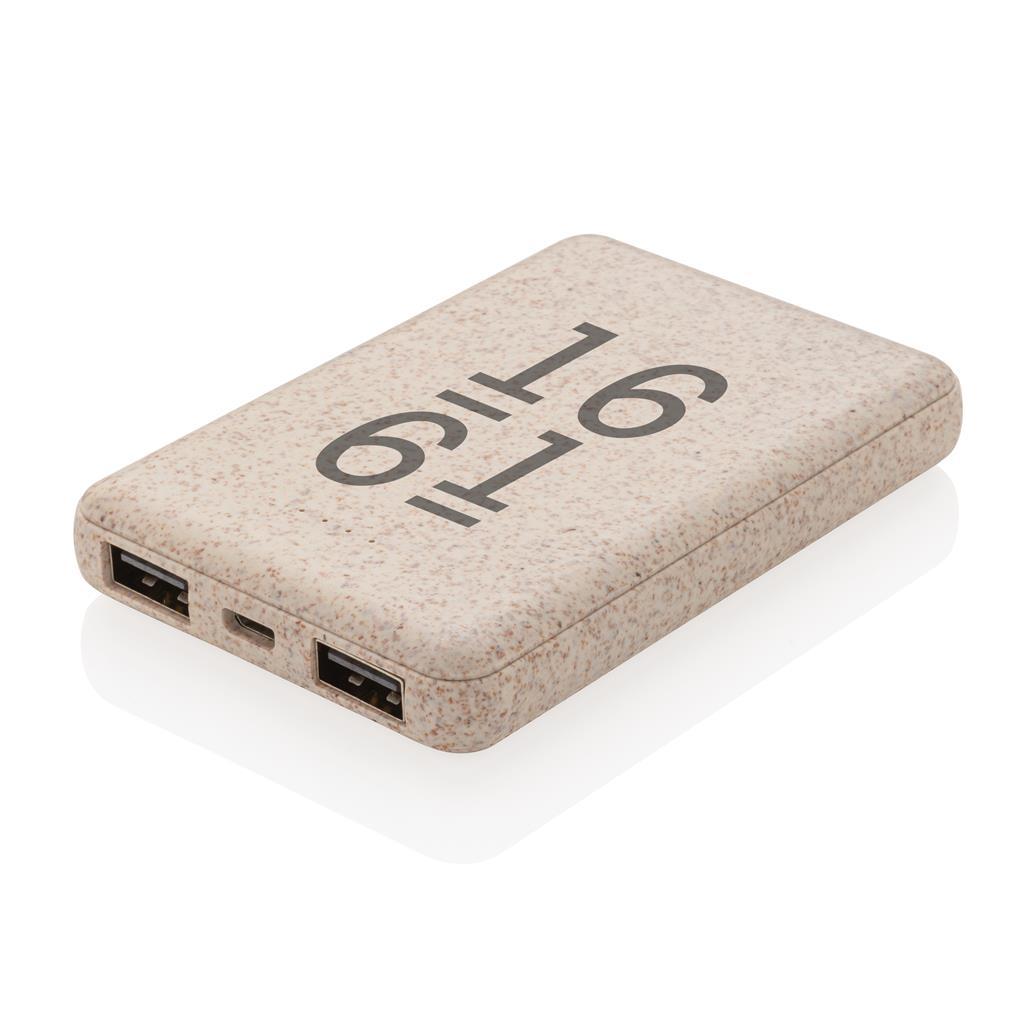 Power bank | 5.000 mAh | Natuurlijke tarwevezel | Bruin (468)