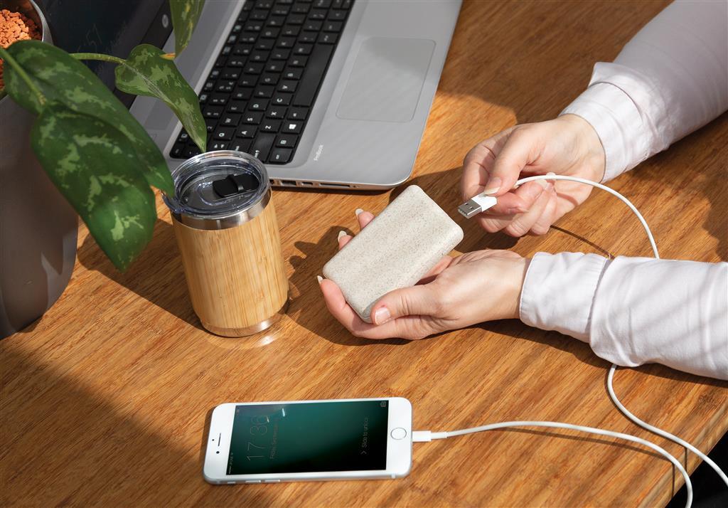 Power bank | 5.000 mAh | Natuurlijke tarwevezel | Bruin (468)