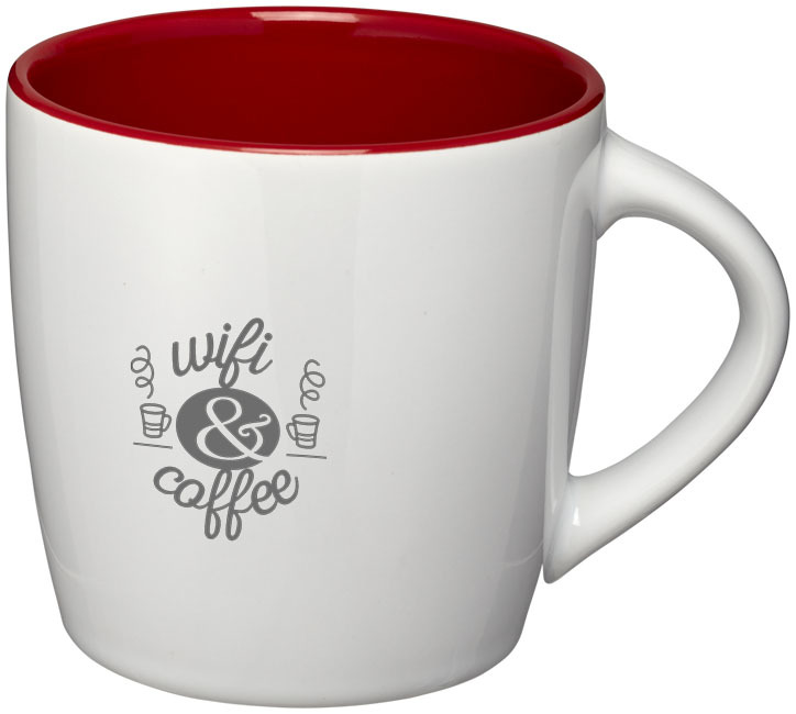 Mok | Keramiek | 340 ml | Vaatwasserbestendig | Snelle levering | wit;rood