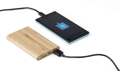 Powerbank 'Bamboo Power 1' aus Bambus Braun