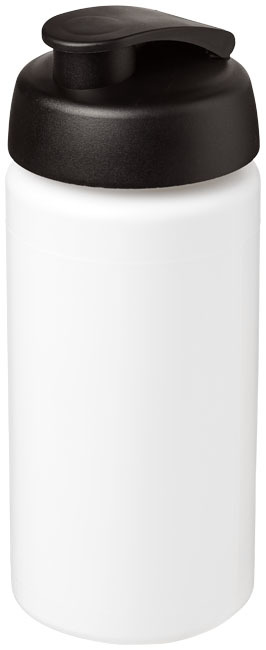 Flip lid sport bottle | Plastic | 500ml | With integrated finger grip | white;solid black