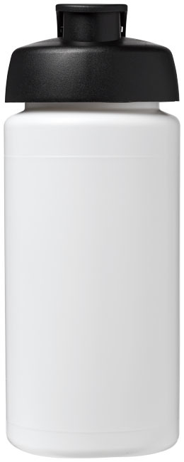 Flip lid sport bottle | Plastic | 500ml | With integrated finger grip | white;solid black