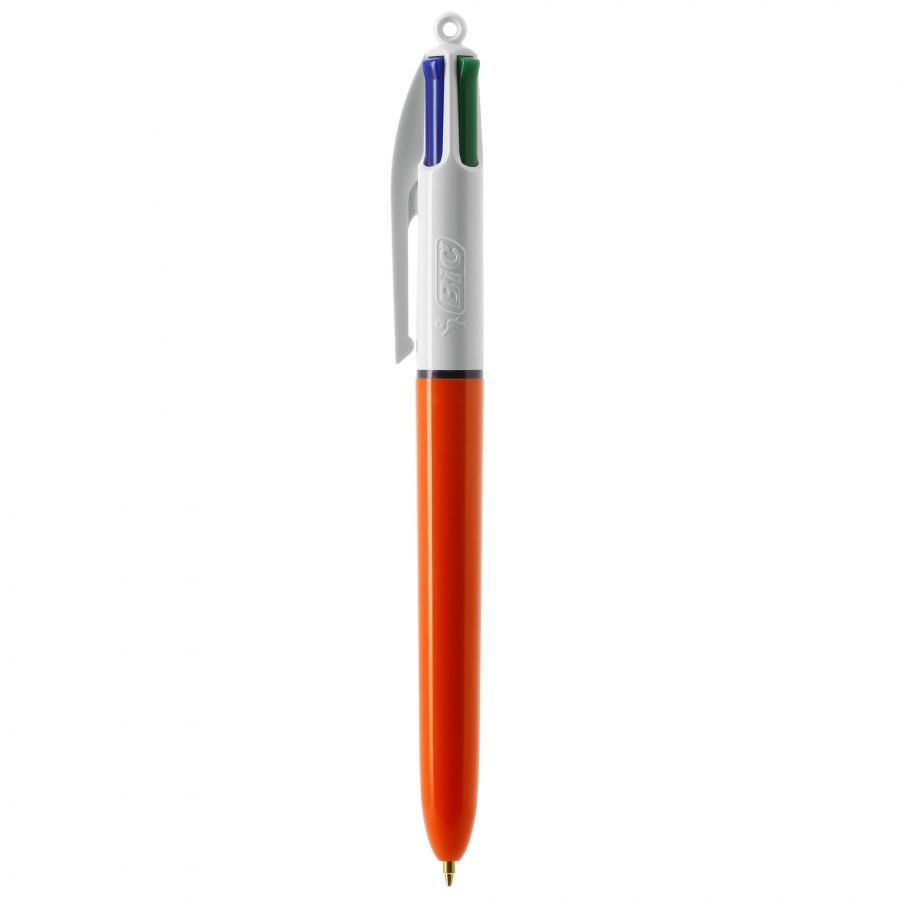 BIC 4 Kleuren Fine Balpen | Plastic | Gemaakt in Frankrijk | wit;oranje