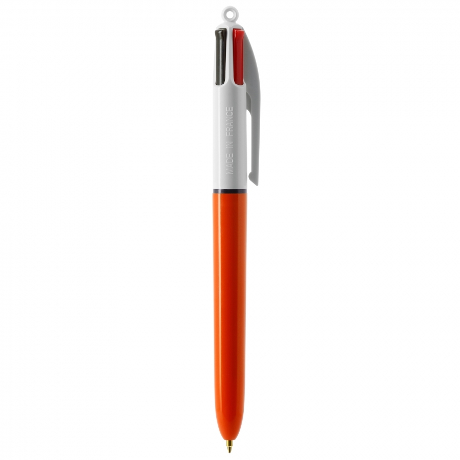 BIC 4 Kleuren Fine Balpen | Plastic | Gemaakt in Frankrijk | wit;oranje