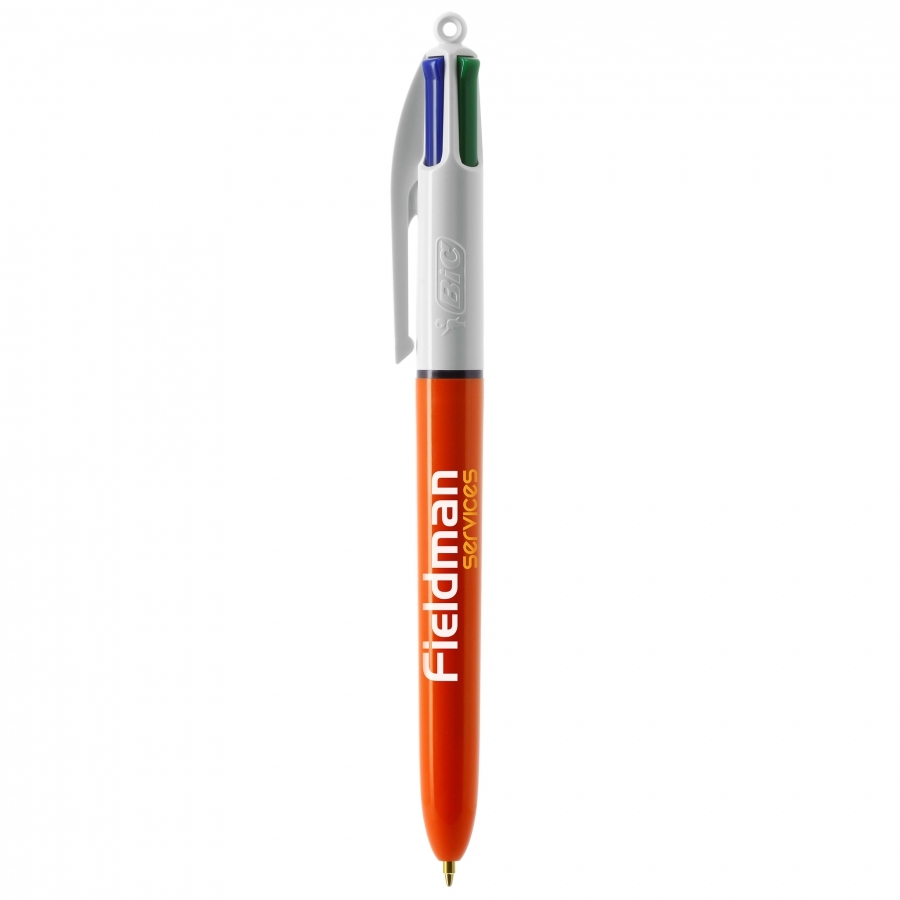 BIC 4 Kleuren Fine Balpen | Plastic | Gemaakt in Frankrijk | wit;oranje