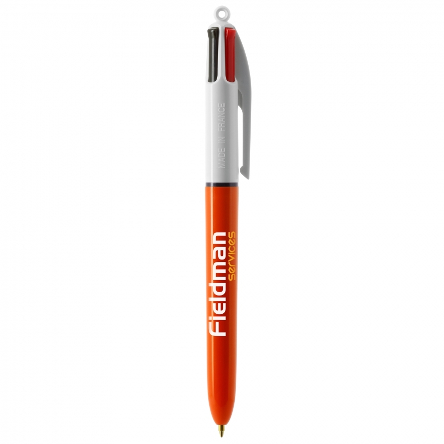BIC 4 Kleuren Fine Balpen | Plastic | Gemaakt in Frankrijk | wit;oranje