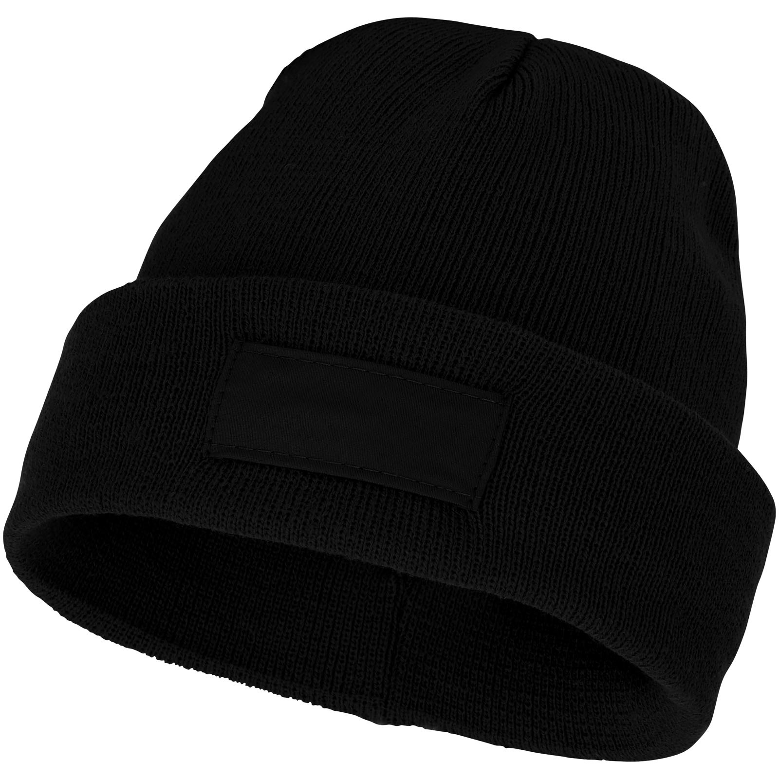 Muts | Acryl en polyester | Met rand | Veel kleuren | Met patch voor personalisatie | zwart