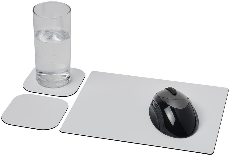 Brite-Mat® combiset 3 van muismat en onderzetter - Zwart