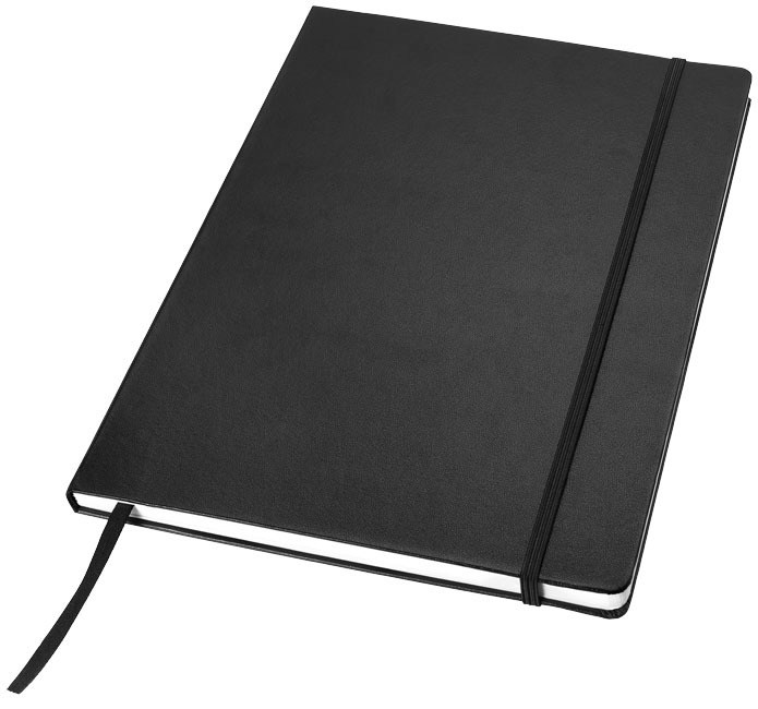 A4 notebook | FSC certified paper | 160 lined pages | Hardcover | Elastic strap | solid black