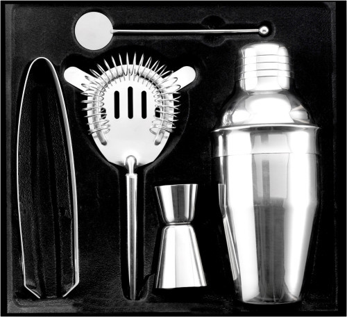 Cocktail set | Stainless steel | 350 ml shaker | Ice tong and spoon included | silver