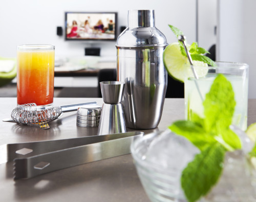 Cocktail set | Stainless steel | 350 ml shaker | Ice tong and spoon included | silver