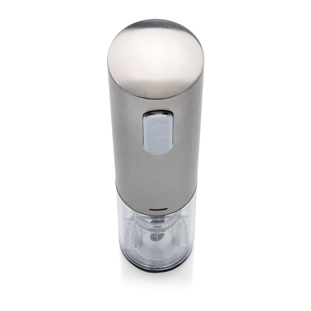 Electric wine opener | Stainless steel | USB rechargeable | Built-in blue light | In 8 seconds | Grey (877)