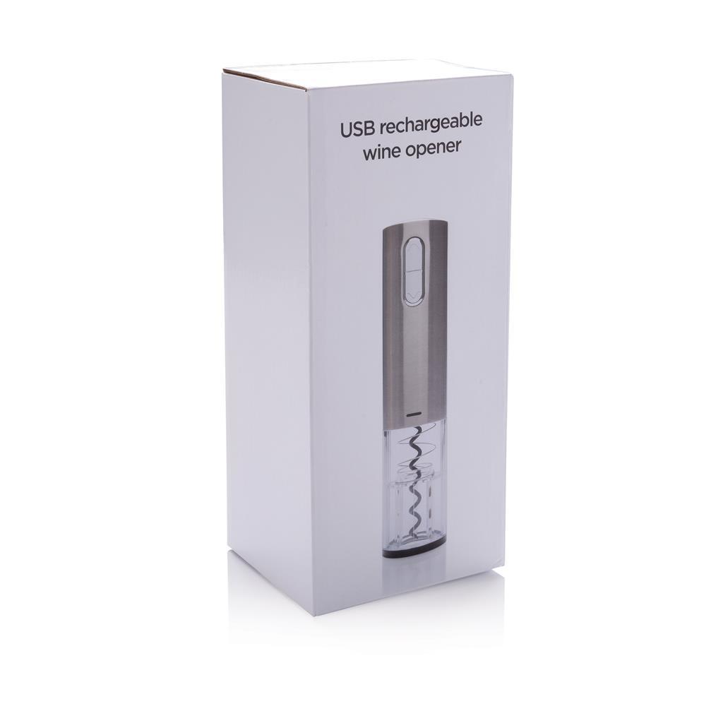 Electric wine opener | Stainless steel | USB rechargeable | Built-in blue light | In 8 seconds | Grey (877)
