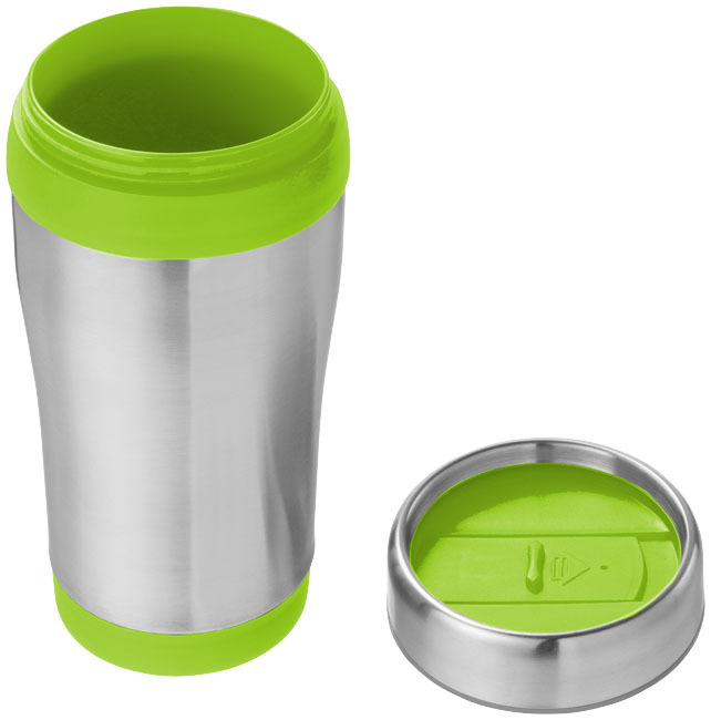 Mug isotherme Elwood 410ml - Argent,Citron vert