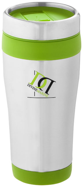 Mug isotherme Elwood 410ml - Argent,Citron vert