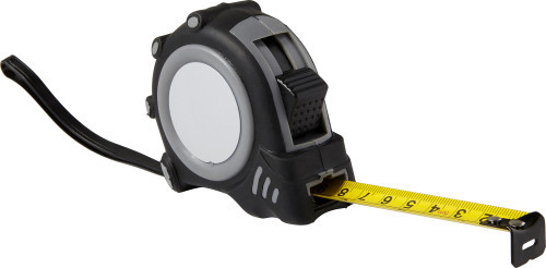 Tape measure | ABS | 5 m | With scale in inches and centimetres | black