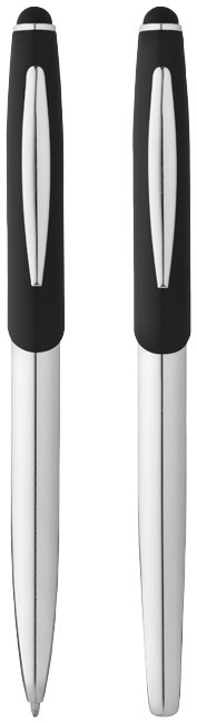 Pen set | Stylus ballpoint pen and rollerball | Blue ink | silver;solid black