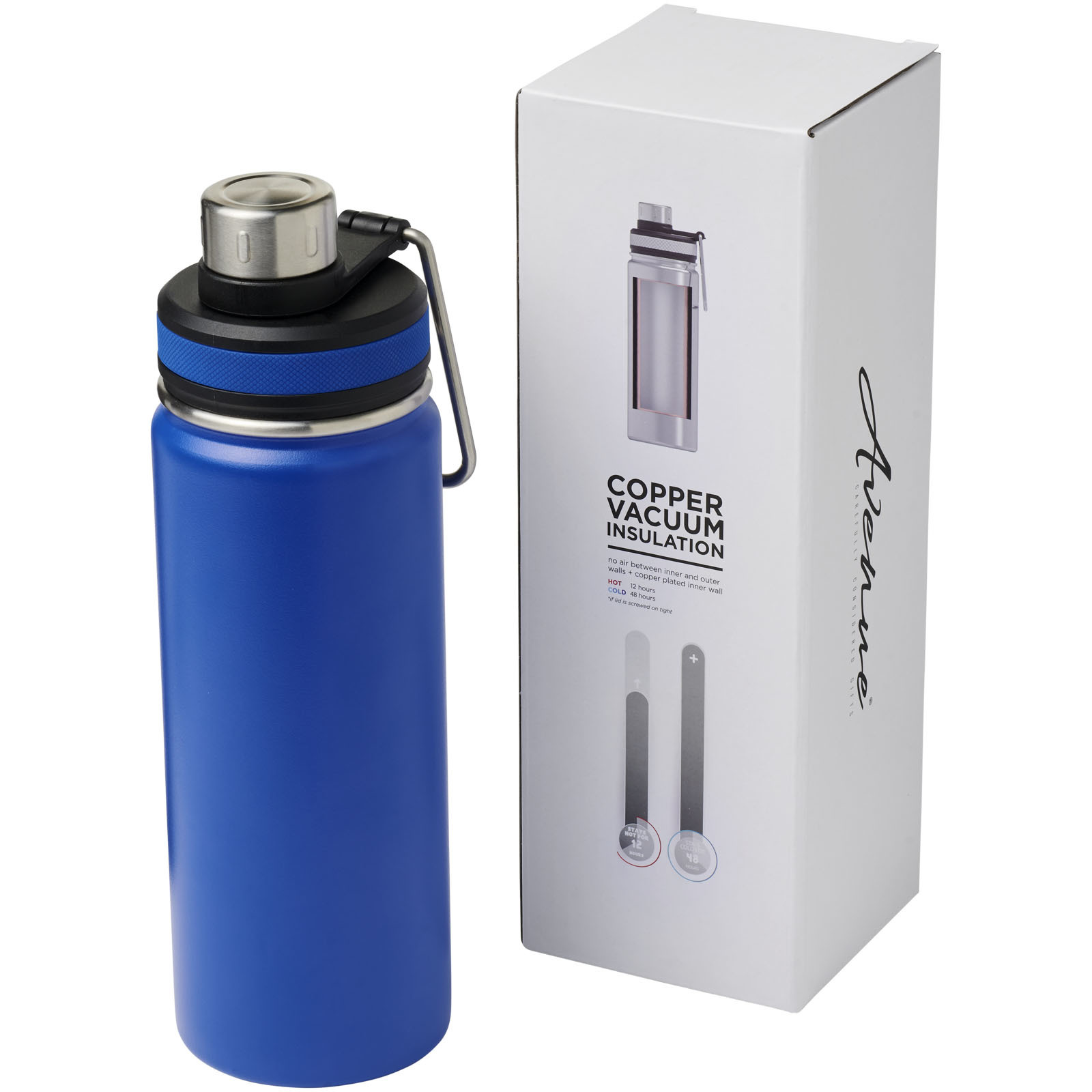 Thermo sportfles | Roestvrij staal | 590 ml | Handvat voor dragen | blauw