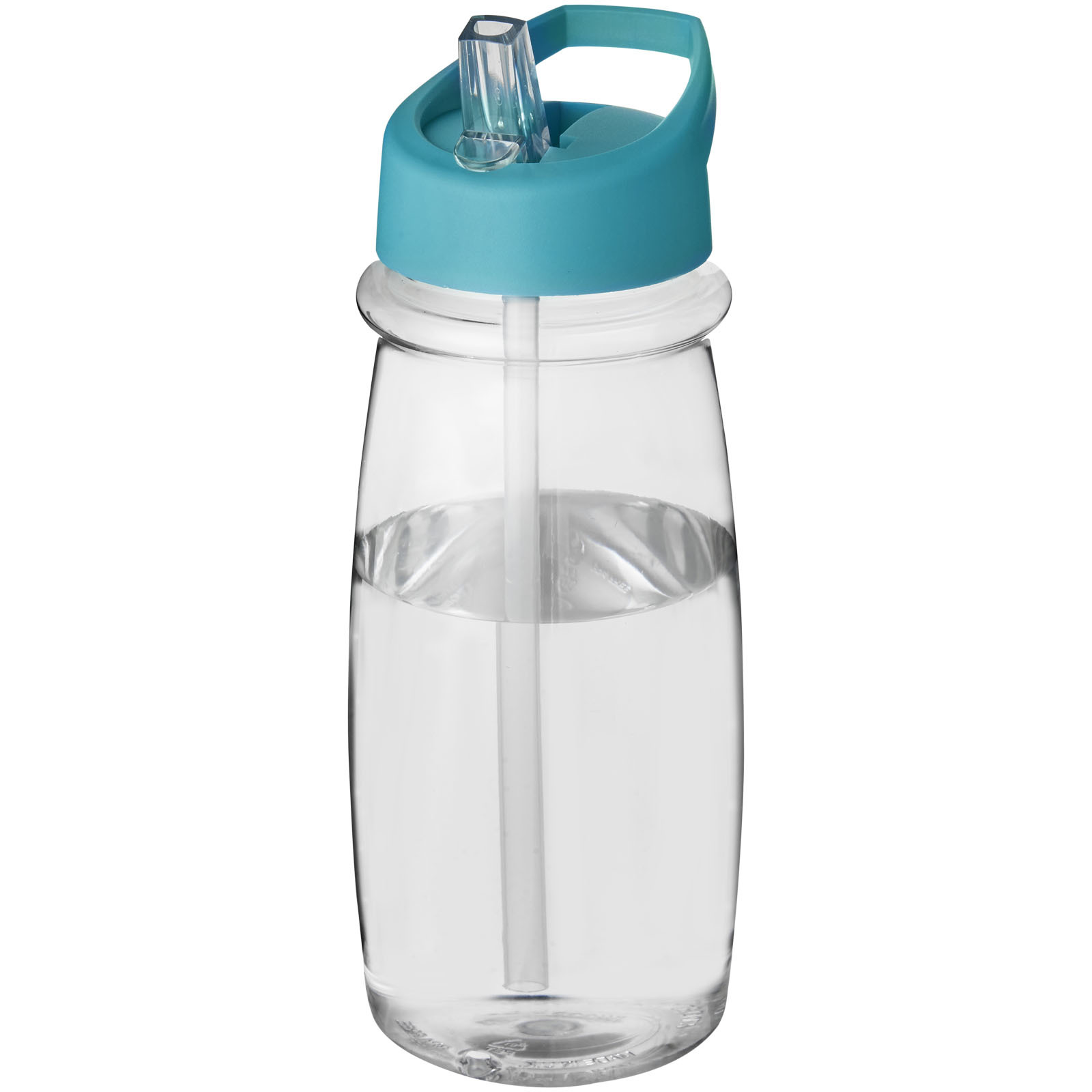 Single-walled sports bottle | PET Plastic | 600 ml | Curved shape | transparent;aqua blue